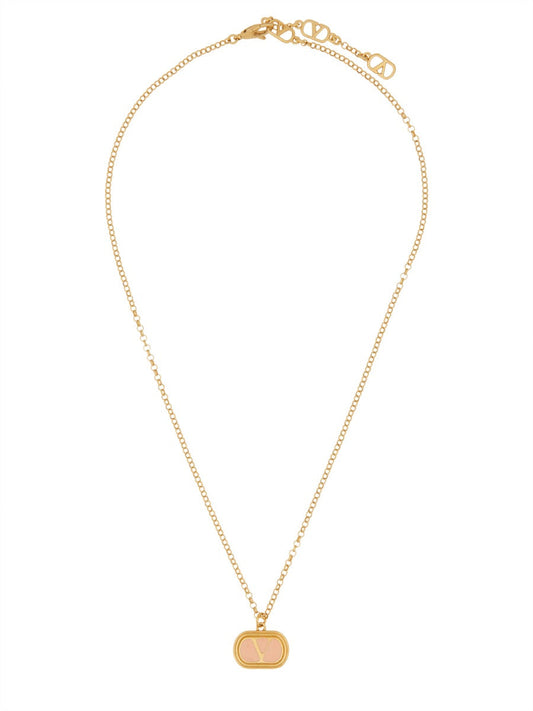 Valentino Garavani Women Brass And Enamel "Ovalette" Necklace