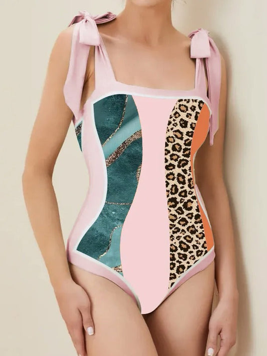 Swimwear Multi Color Printed Chiffon Dress One Piece Sunscreen Swimsuit