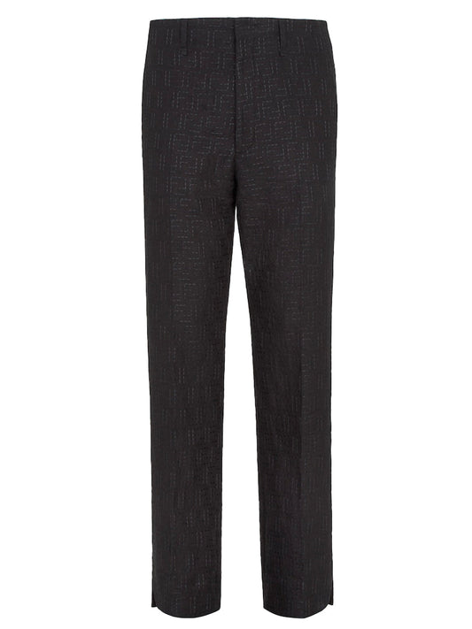 Fendi Men Linen Ff Jacquard Trousers