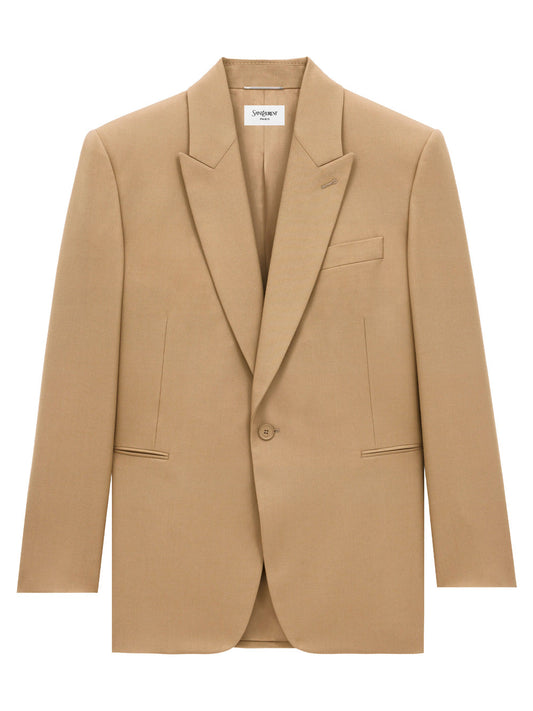 Saint Laurent Men Wool Gabardine Single-Breasted Jacket