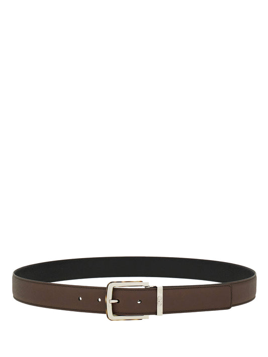 Ferragamo Men Two-Tone Reversible Belt With Tortoiseshell Resin Edge Buckle