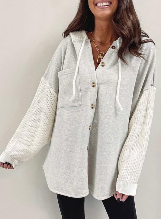 Fall Winter Women Clothing Sweater Patchwork Hoodie Casual Coat for Women