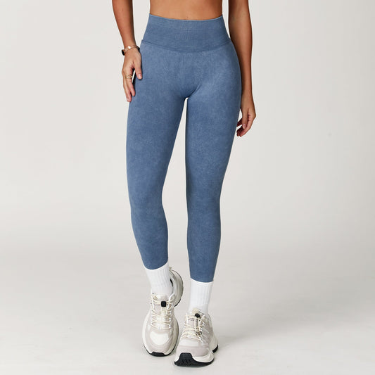 Sollinarry Seamless Stone Washed Yoga Pants High Waist Hip Lift Tight Trousers Running Sports Fitness Yoga Trousers for Women