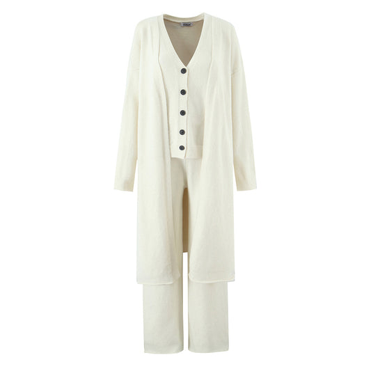 Sweater Cardigan for Women Loose Outer Wear Autumn Winter Long Sleeve below the Knee Knitted Three Piece Coat