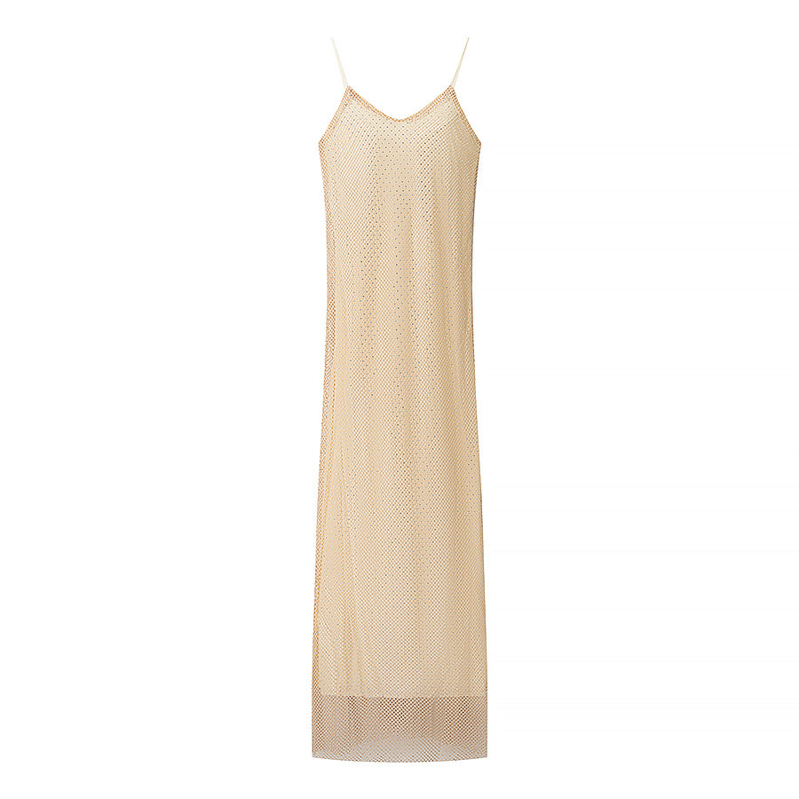 Women Clothing Bright Diamond Decoration Slim Slip Dress Sexy Feminine Dress
