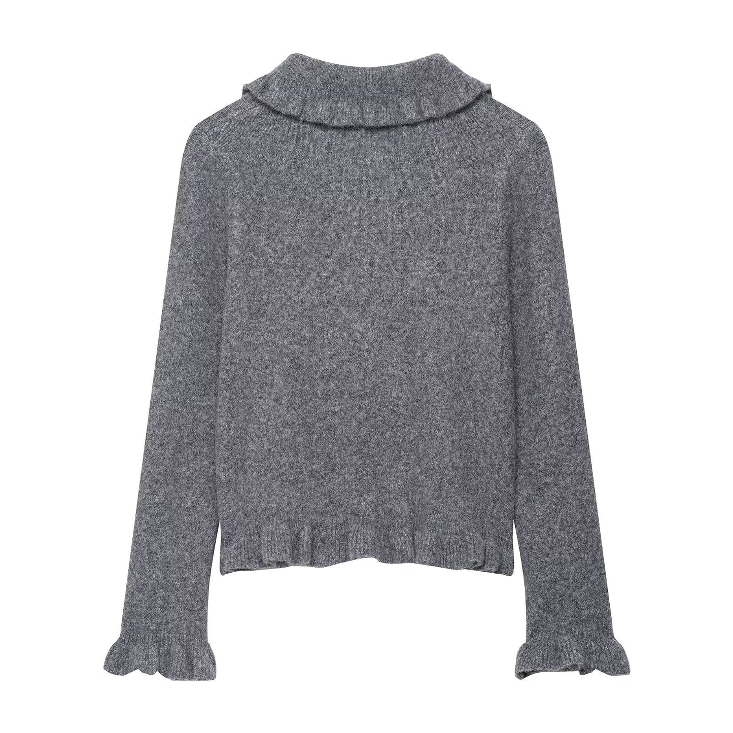 Early Autumn Women Clothing Commuting Solid Color Laminated Decoration Knitwear Coat
