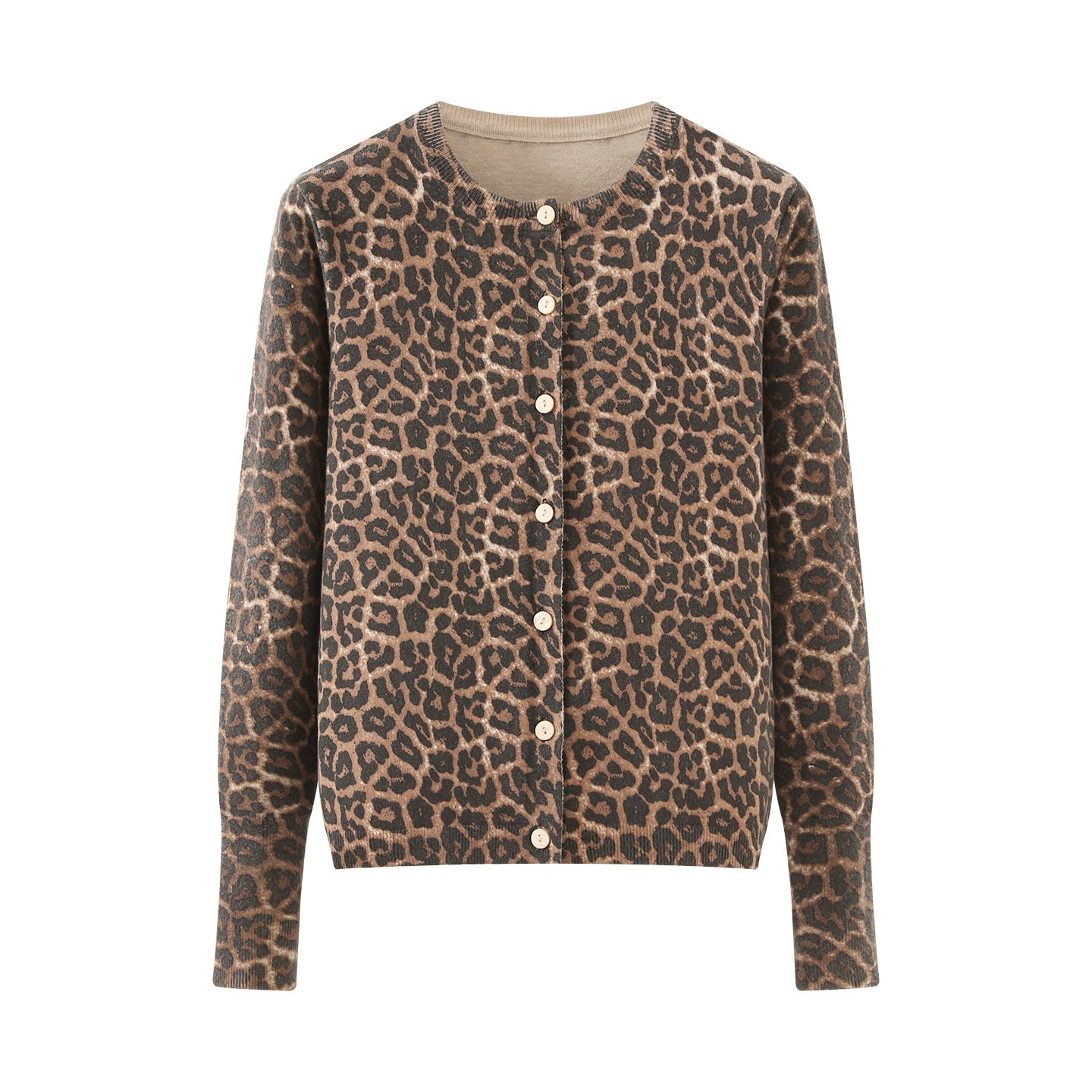 Fall Women Clothing Stylish Simple round Neck Button Decoration Cardigan