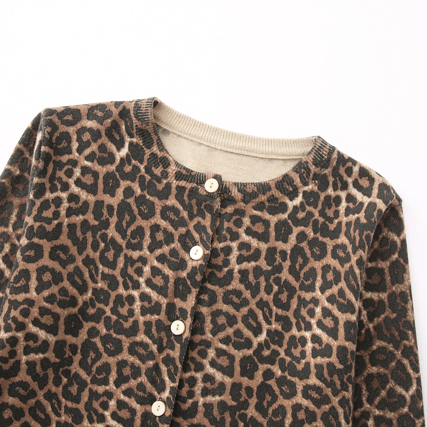 Fall Women Clothing Stylish Simple round Neck Button Decoration Cardigan