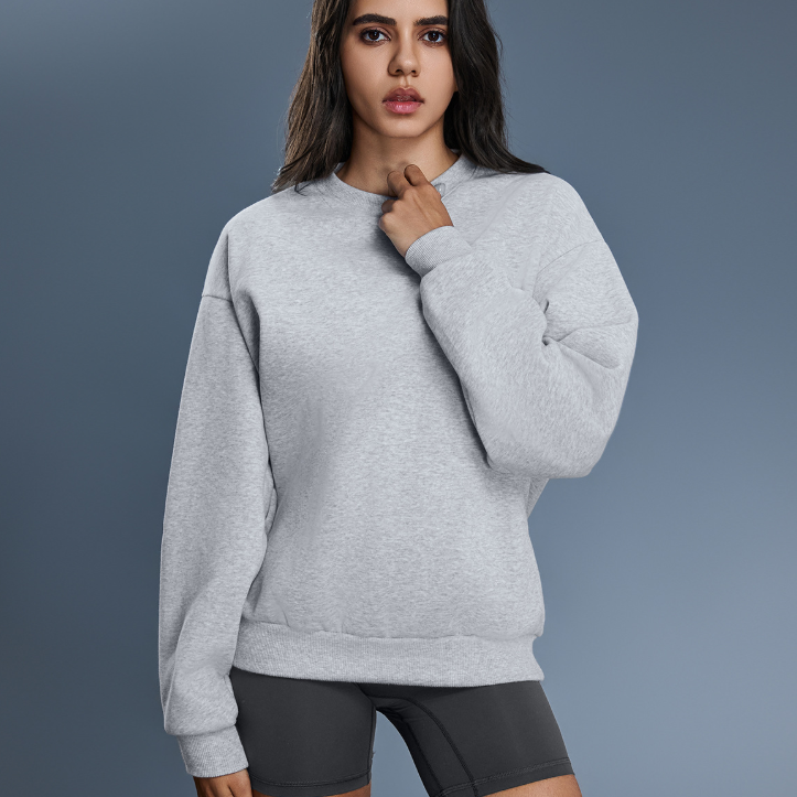 Autumn Winter Loose round Neck Sweater Women Idle Office Casual All Matching Warm Pullover Velvet Hoodie