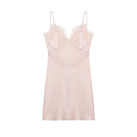Early Spring Women Clothing Elegant Fashionable Slimming Silk Satin Lace Stitching Cami Dress