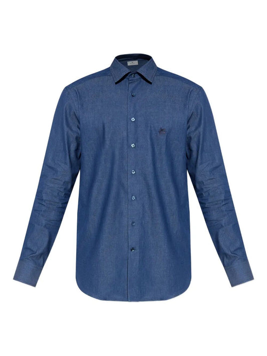 Etro Men Embroidered Logo Cotton Shirt