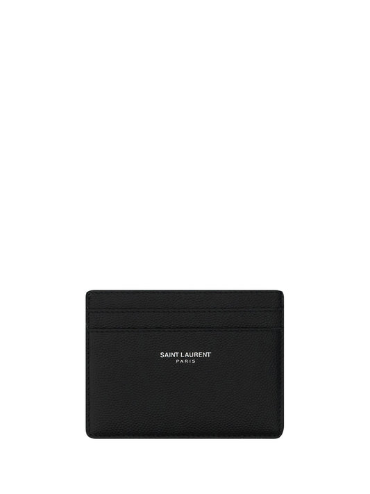 Saint Laurent Men Grain De Poudre Leather Cardholder