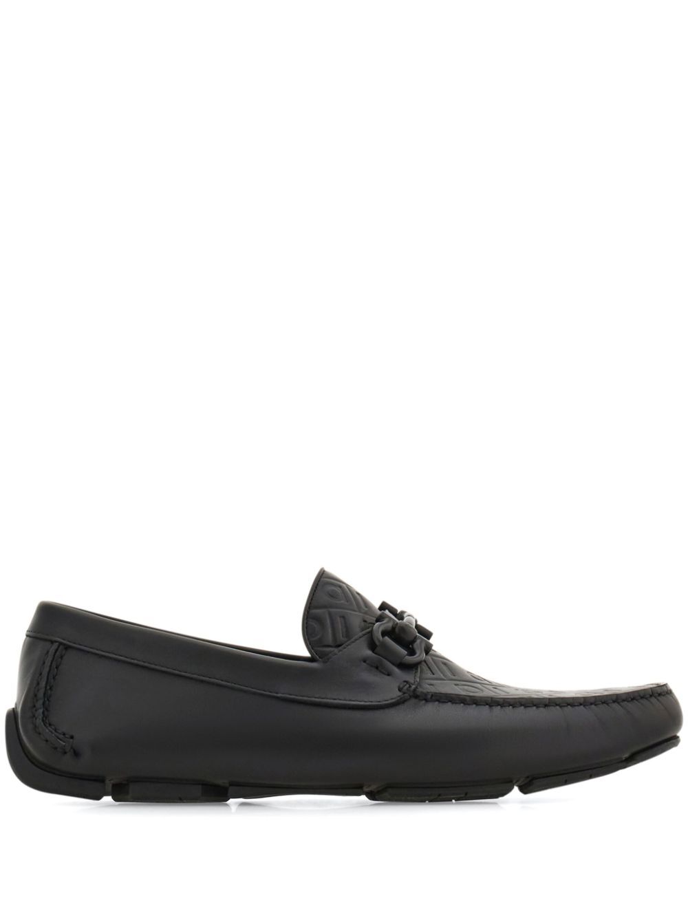Ferragamo Men Embossed Gancini Monogram Driving Loafers