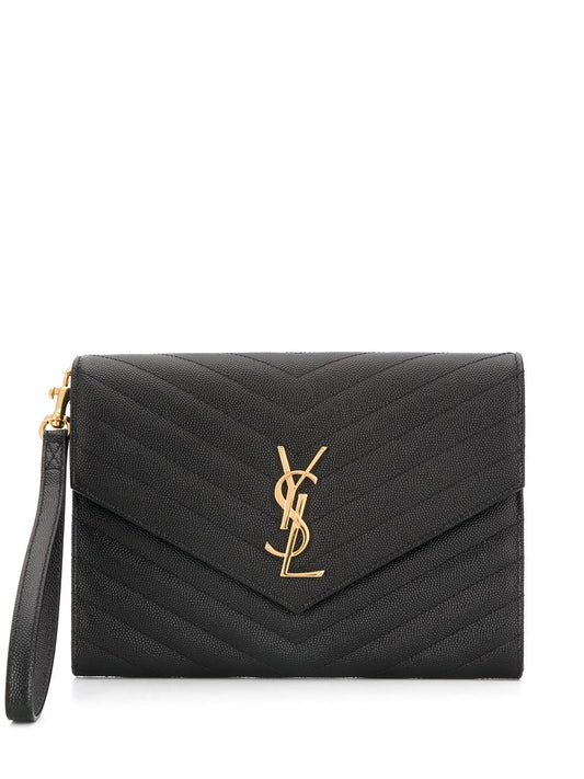 Saint Laurent Women Cassandre Matelassé Flap Pouch In Grain De Poudre Leather