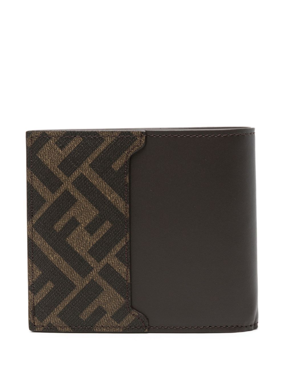 Fendi Men Leather And Ff Canvas Compact Bi-Fold Wallet