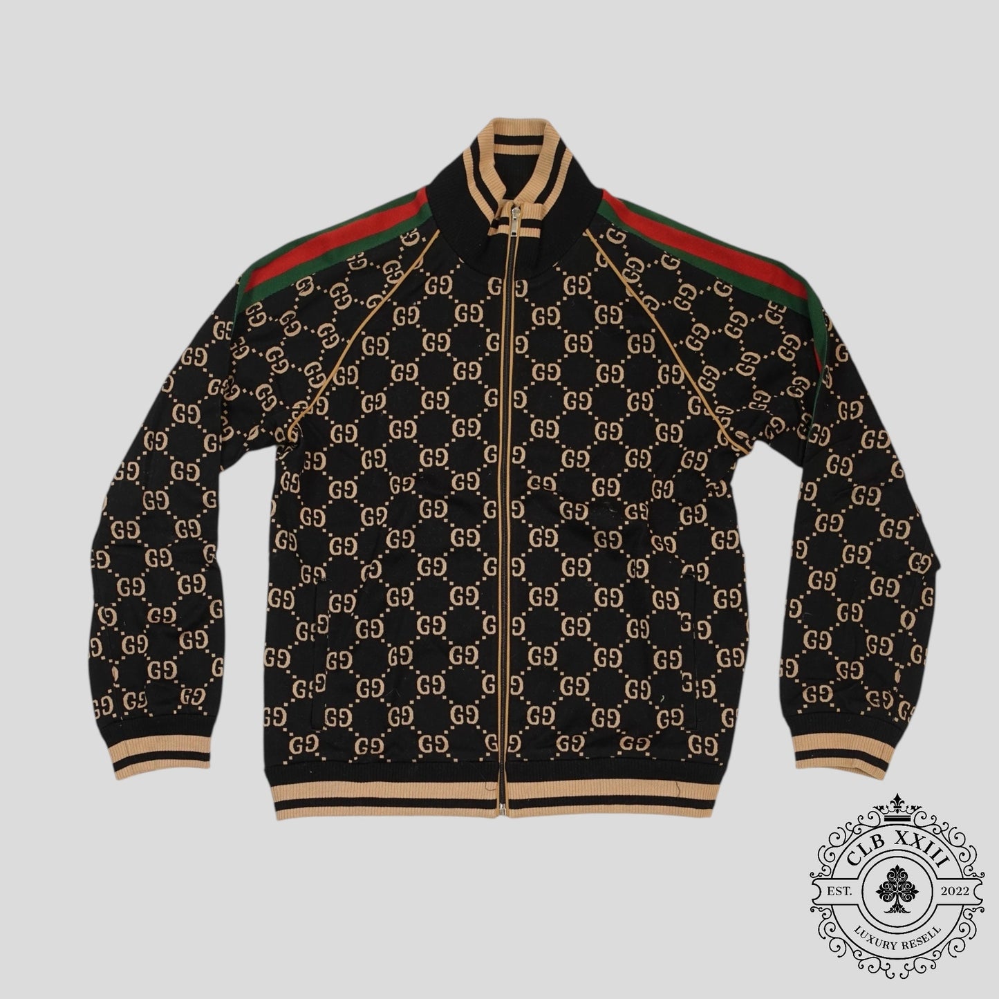 Gucci GG Jacquard Track Jacket in Black/Brown