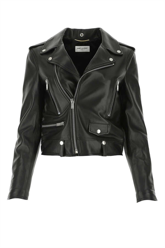 Saint Laurent Women Black Nappa Leather Jacket