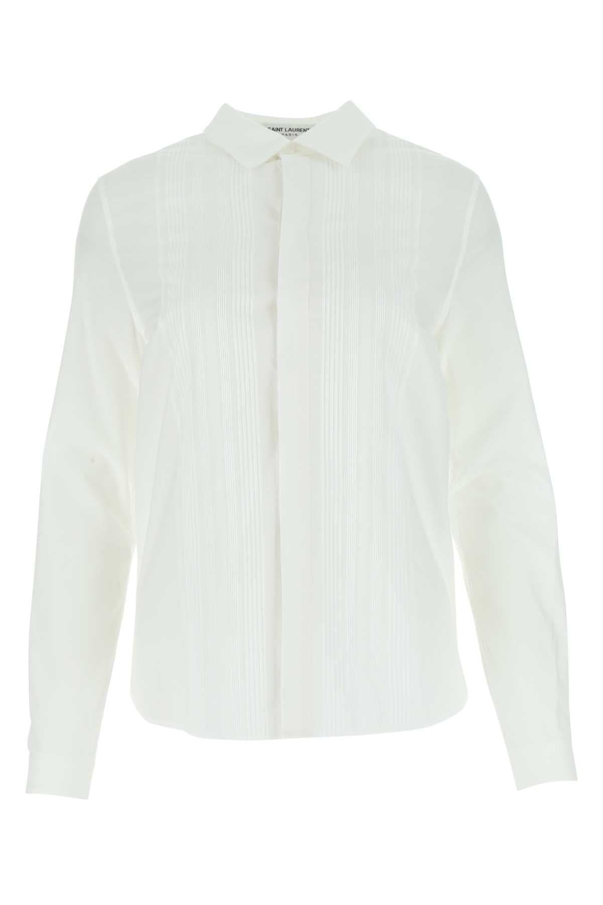 Saint Laurent Women White Poplin Shirt