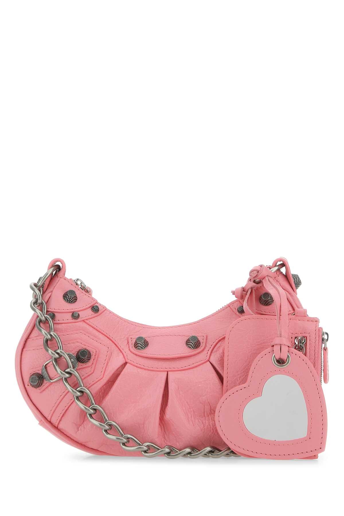 Balenciaga Women Pink Nappa Leather Le Cagole Xs Crossbody Bag