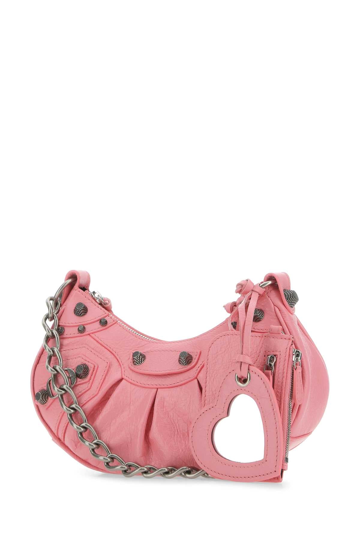 Balenciaga Women Pink Nappa Leather Le Cagole Xs Crossbody Bag