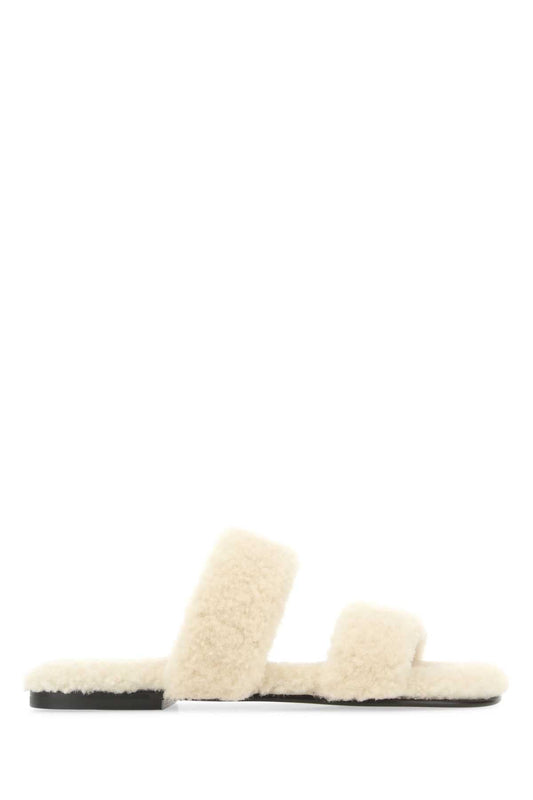 Saint Laurent Men Ivory Shearling Bleach Slippers