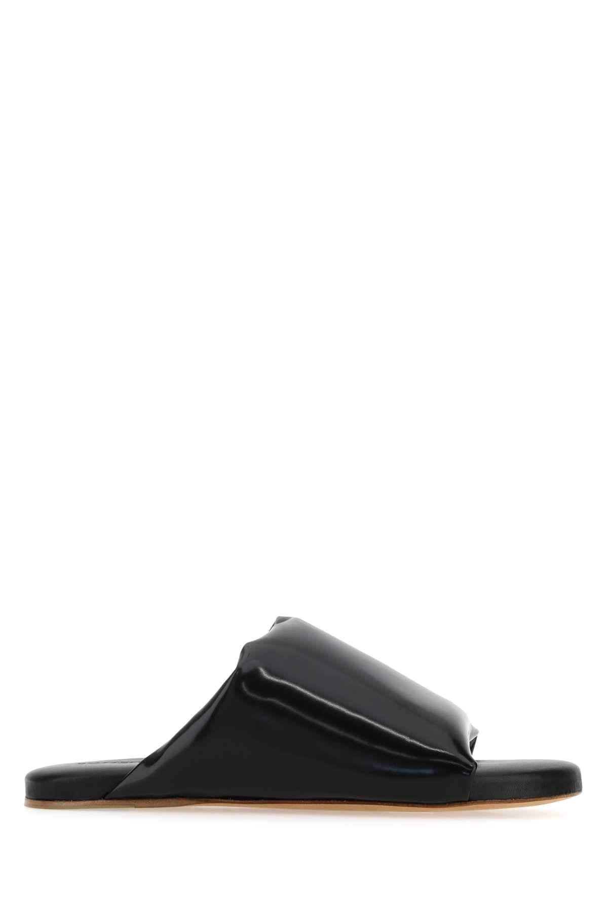 Bottega Veneta Women Black Nappa Leather Cushion Sandals