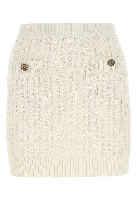 Prada Women Ivory Cotton Blend Mini Skirt