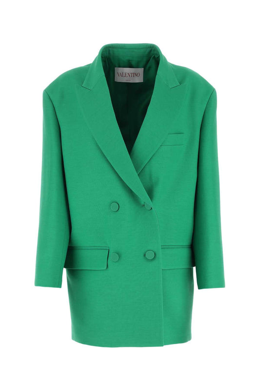 Valentino Garavani Women Green Crepe Couture Oversize Blazer