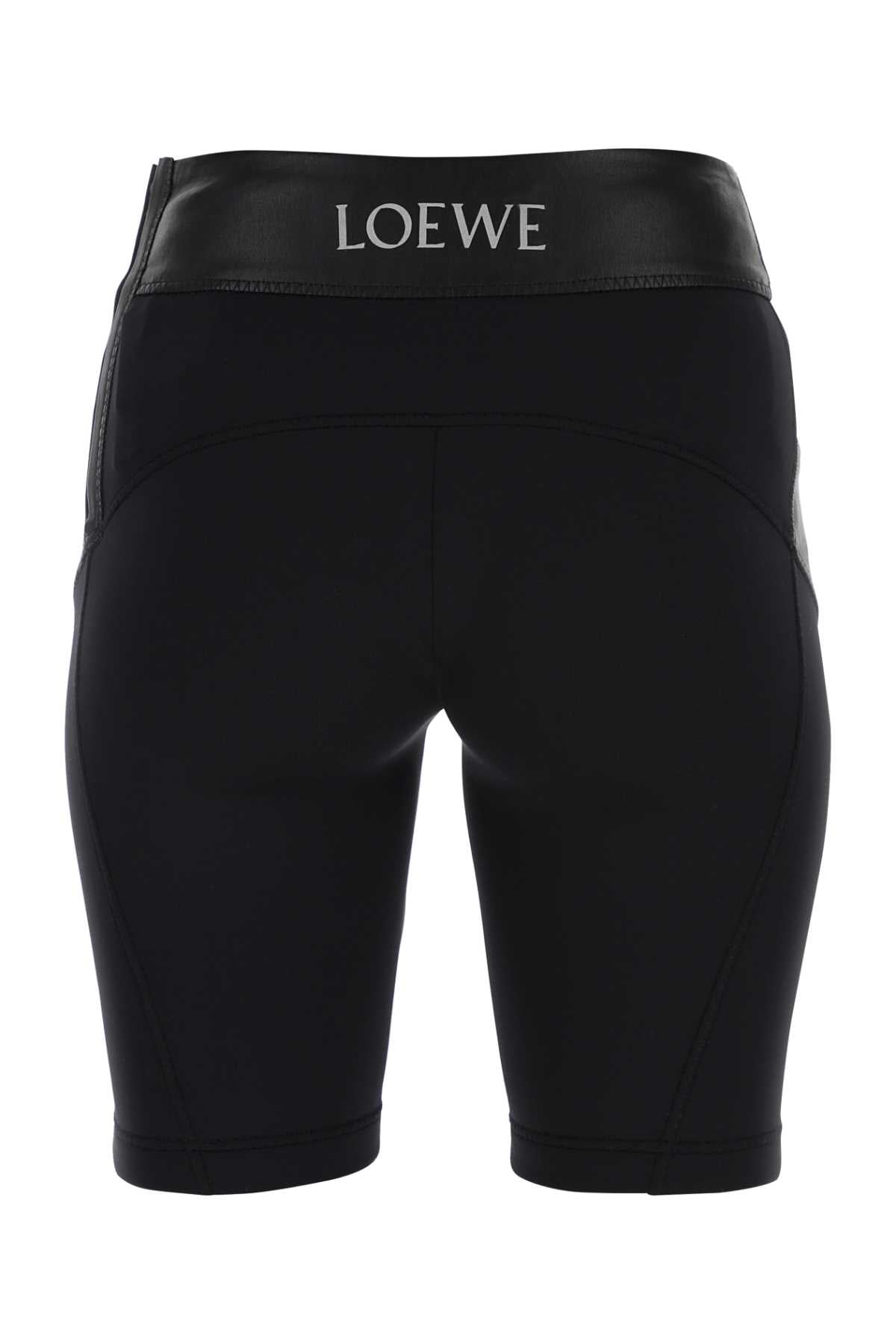 Loewe Women Black Leather And Fabric Leggings