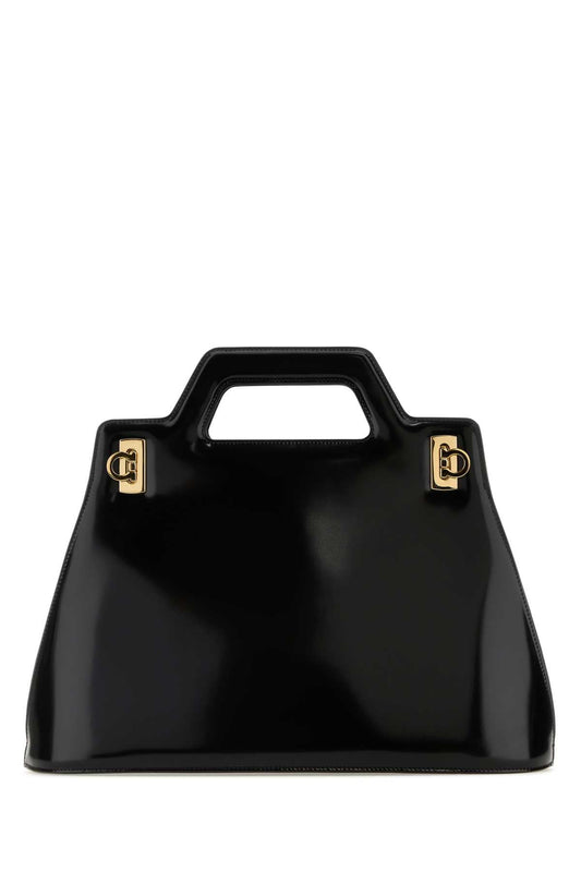 Salvatore Ferragamo Women Black Leather Wanda M Handbag