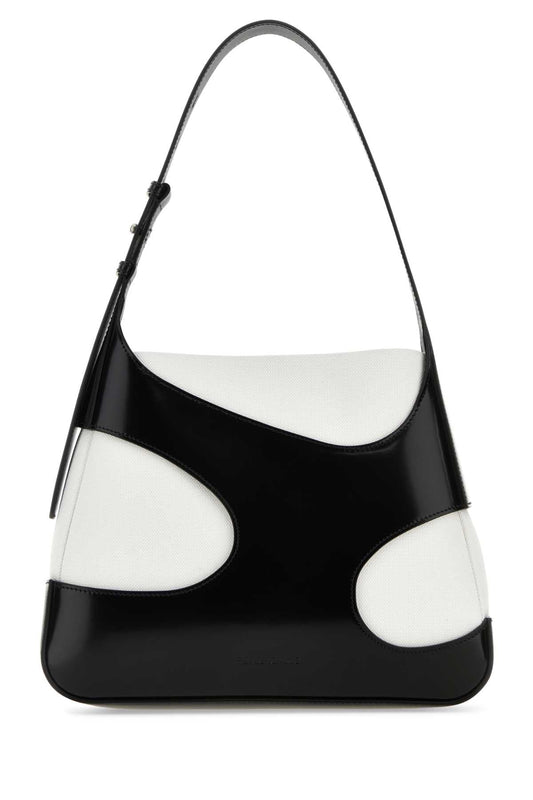Salvatore Ferragamo Women Two-Tone Leather And Canvas Cut Out L Shoulder Bag