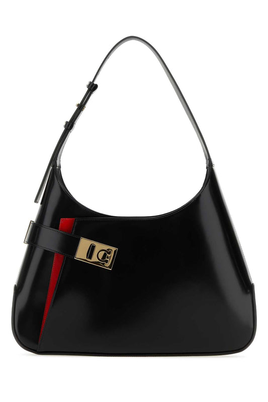Salvatore Ferragamo Women Black Leather Large Arch Shoulder Bag