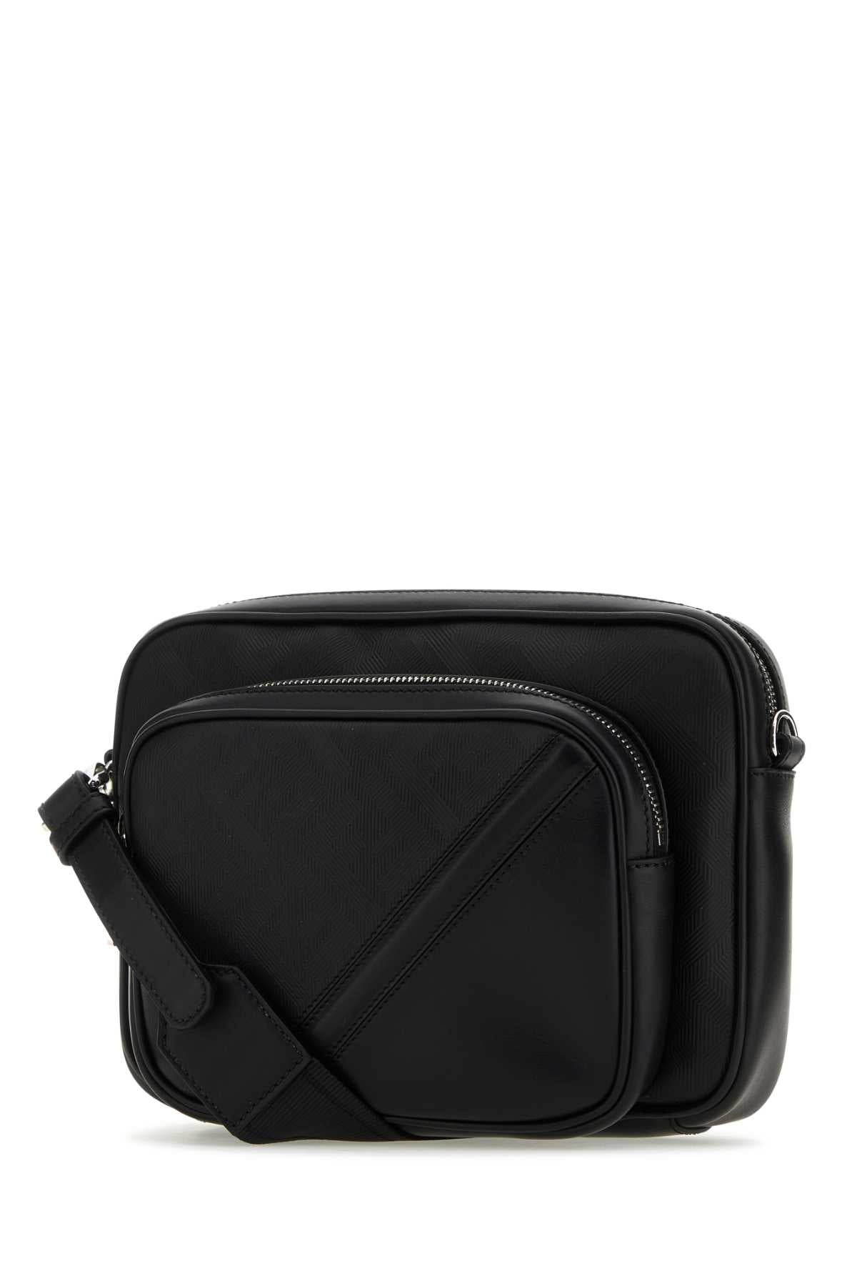 Fendi Men Black Leather Camera Case Duo Fendi Crossbody Bag