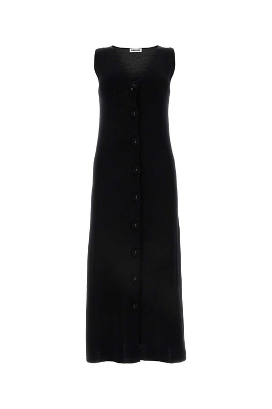 Jil Sander Women Black Stretch Cotton Blend Dress