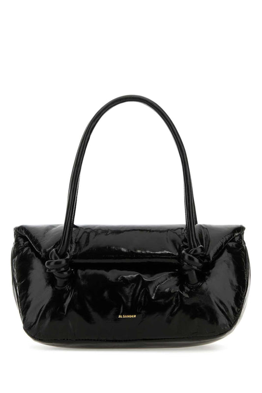 Jil Sander Women Black Leather Small Knot Handle Handbag