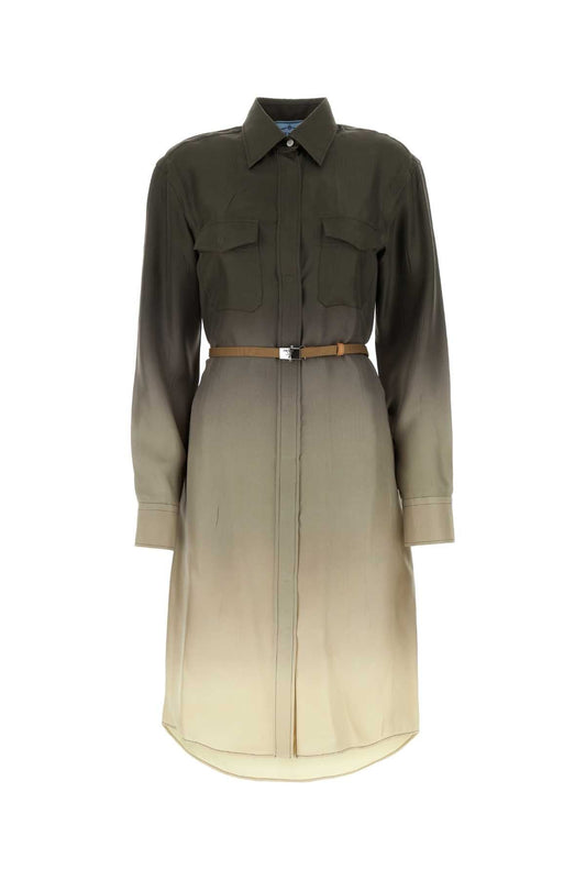 Prada Women Multicolor Twill Shirt Dress