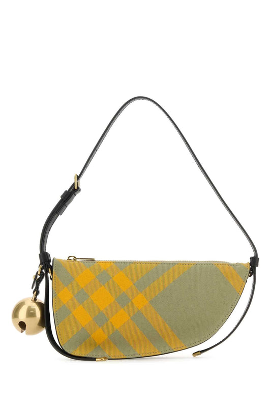 Burberry Women Embroidered Canvas Mini Shield Shoulder Bag