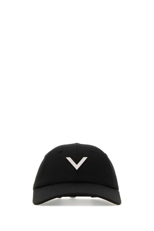 Valentino Garavani Women Black Stretch Cotton Baseball Cap