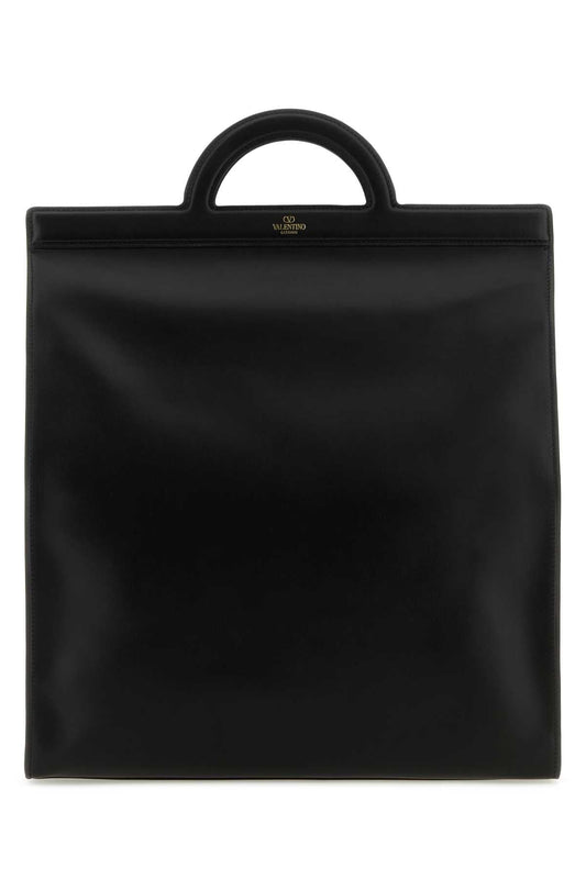 Valentino Garavani Men Black Leather Shopping Bag