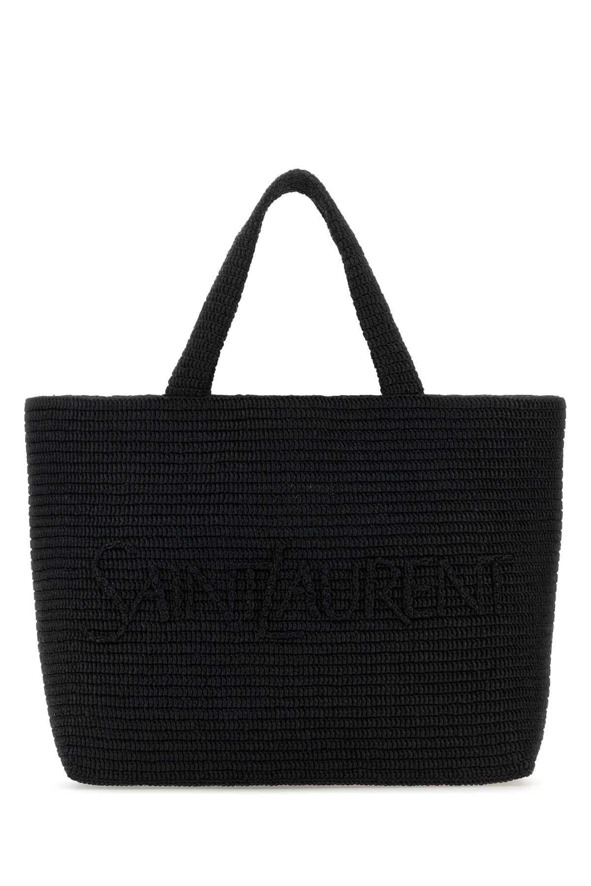 Saint Laurent Men Black Raffia Saint Laurent Shopping Bag