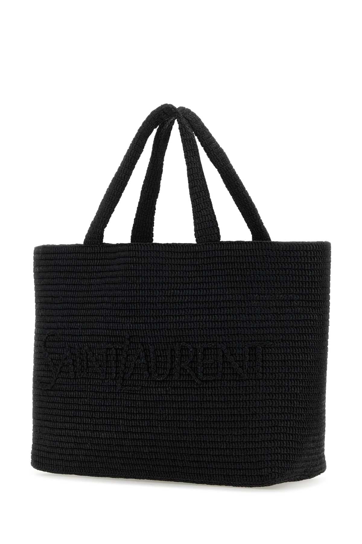 Saint Laurent Men Black Raffia Saint Laurent Shopping Bag