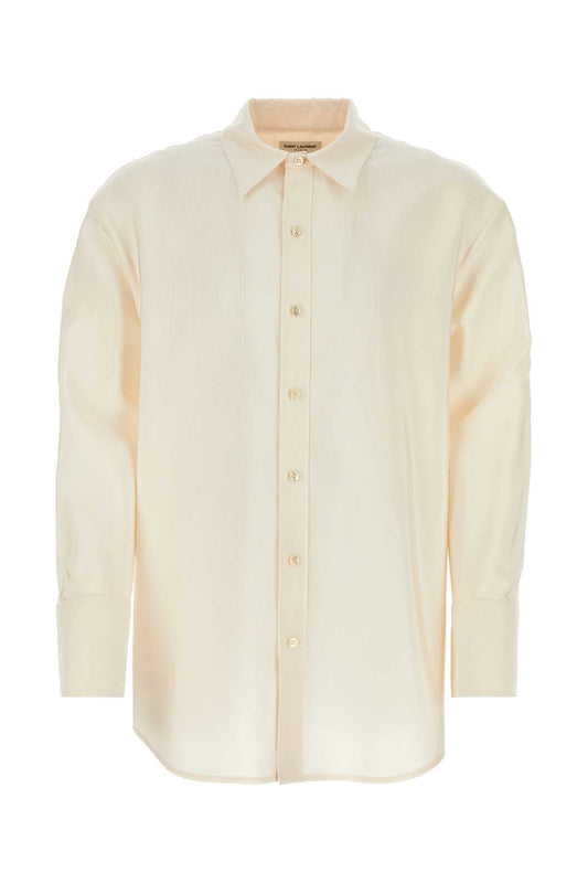 Saint Laurent Men Ivory Faille Oversize Shirt