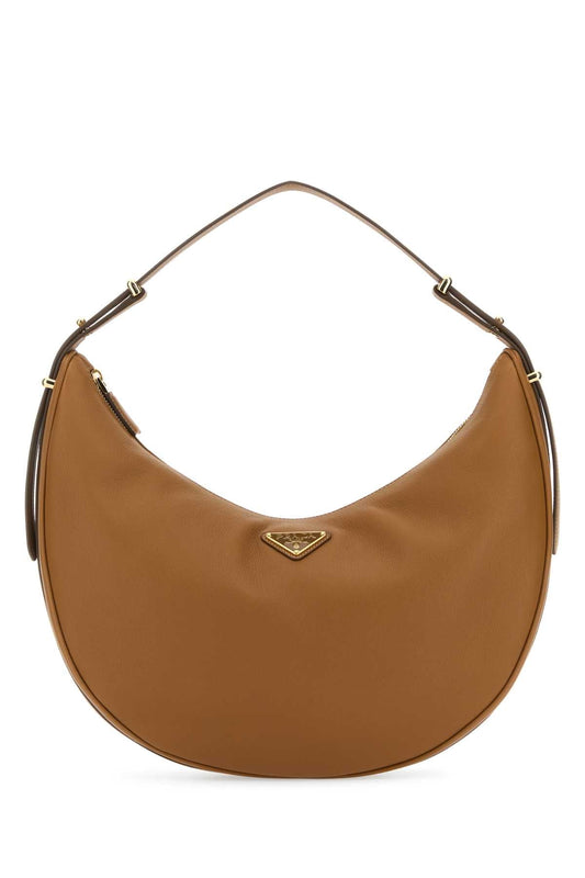 Prada Women Caramel Leather Big Arquã¨ Handbag