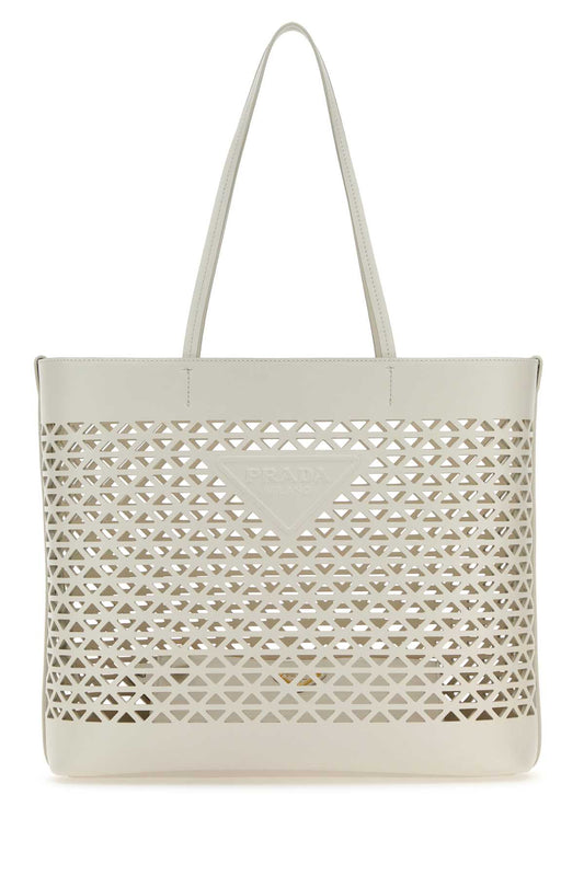 Prada Women White Leather Shopping Bag