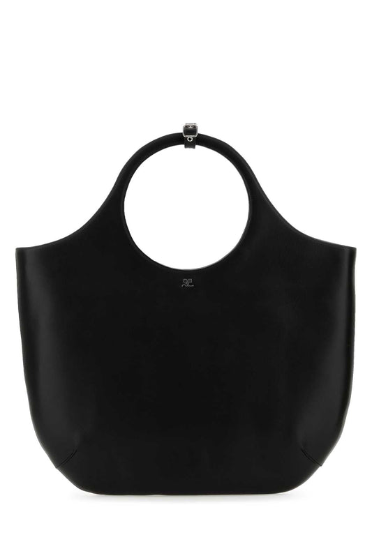 Courreges Women Black Leather Large Holy Handbag