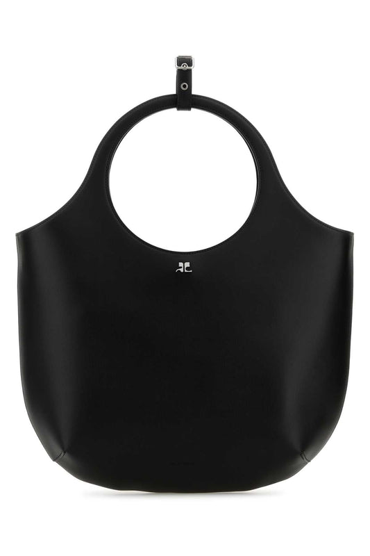 Courreges Women Black Leather Medium Holy Handbag