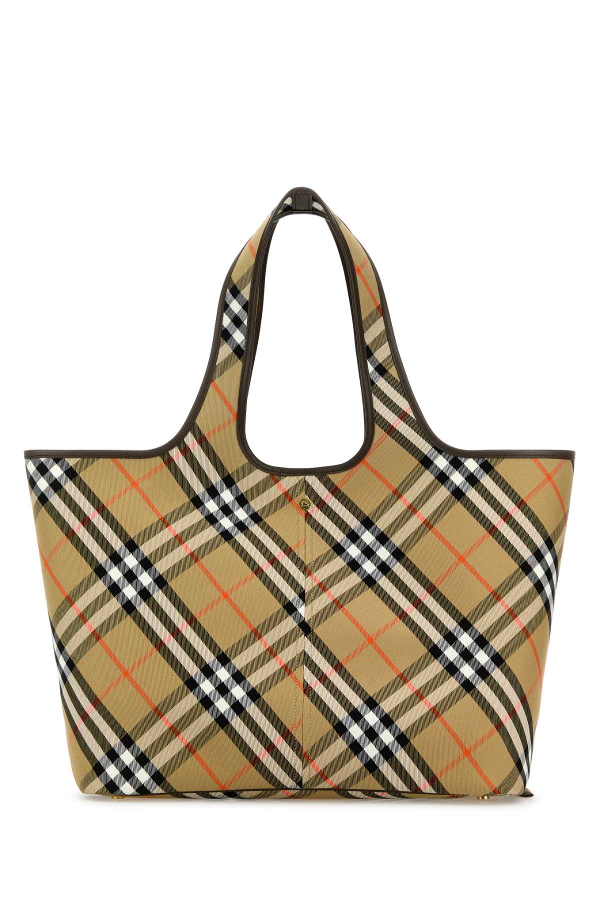 Burberry Women Embroidered Canvas Medium Check Shopping Bag