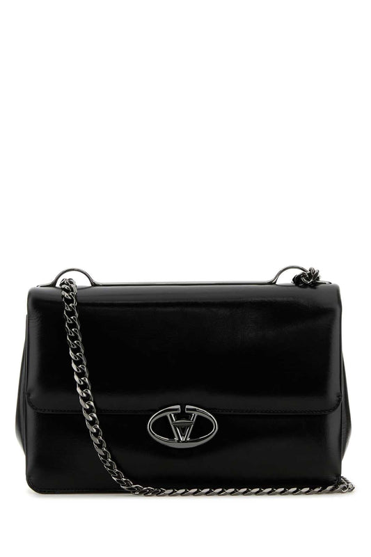 Valentino Garavani Women Black Leather Medium Vlogo Shoulder Bag