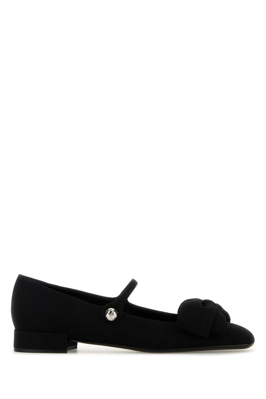 Valentino Garavani Women Black Crepe Bowjane Ballerinas