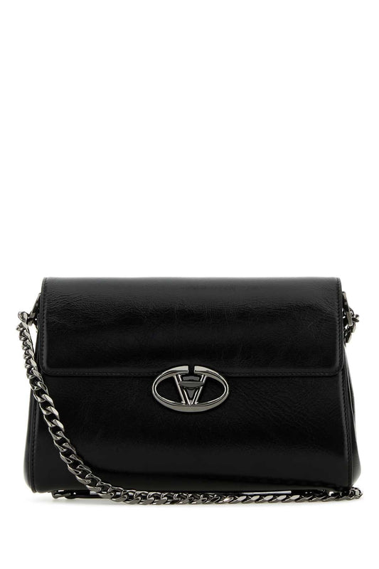 Valentino Garavani Women Black Leather Vlogo Shoulder